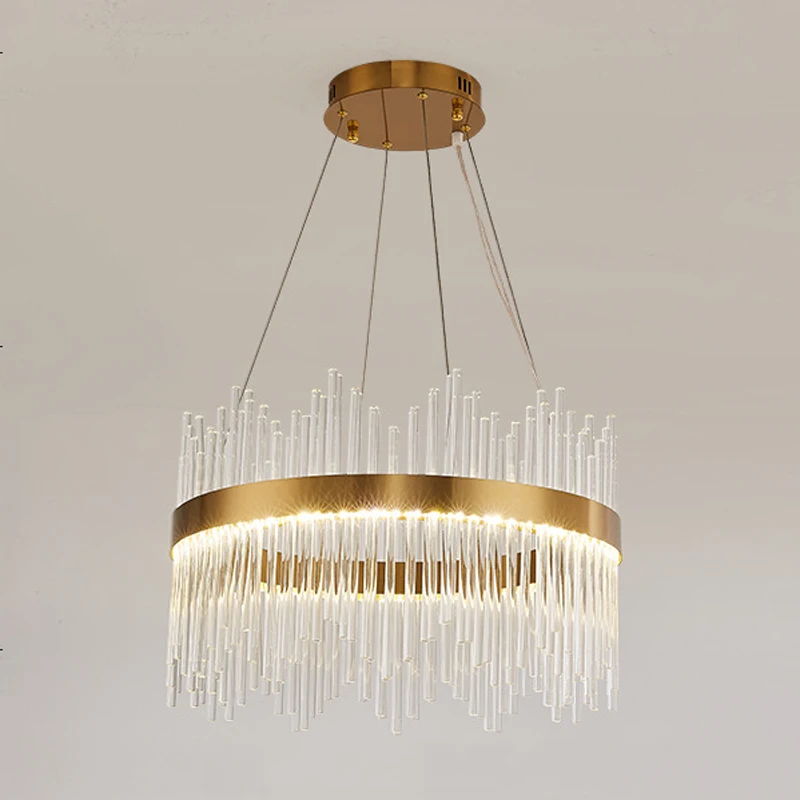 

Post-modern Crystal Pendant Lamps Bedroom Dining Room Lighting Luxury Living Room Model Room Round Atmosphere Large Chandelier