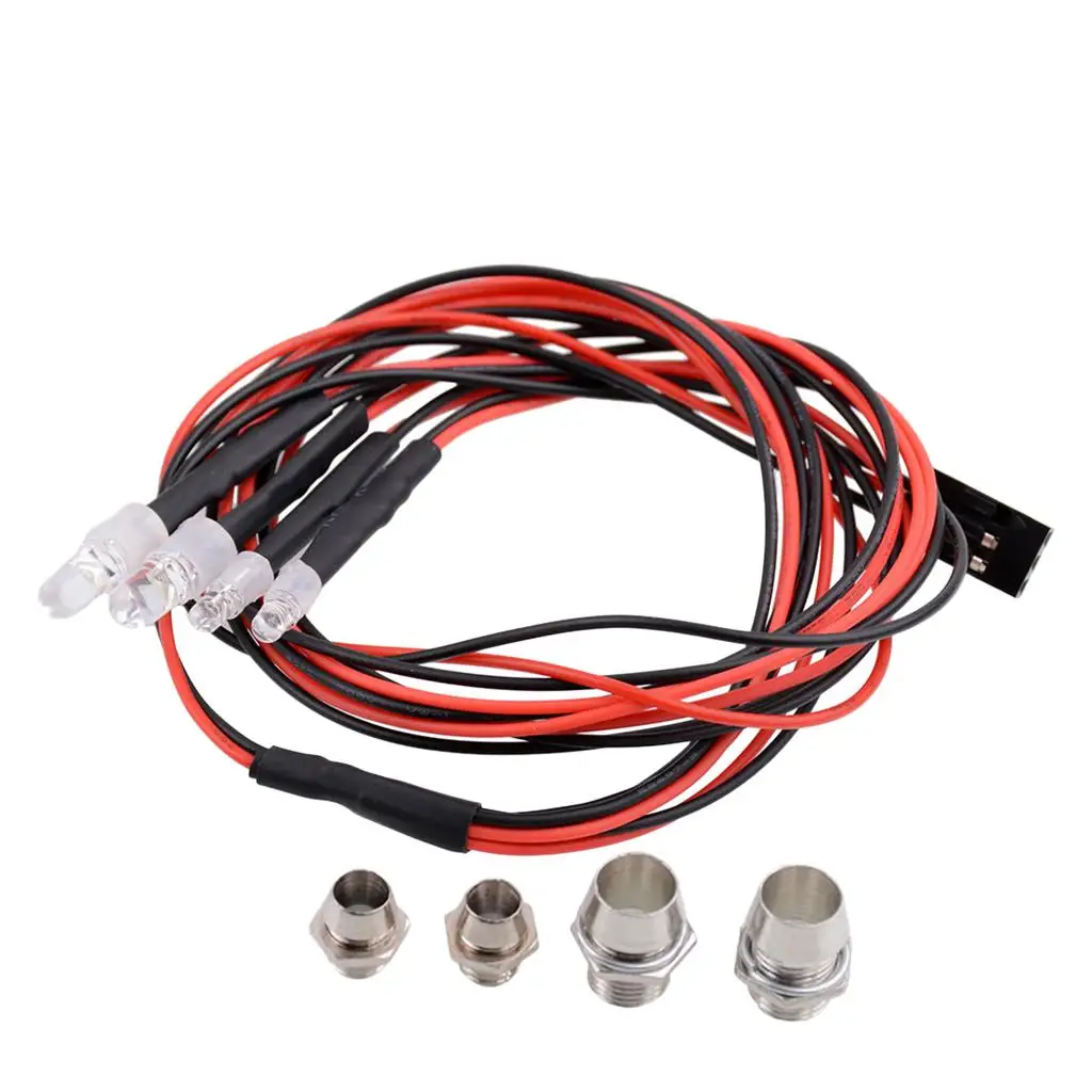 RC LED Headlights Metal Lighting Kit for 1 10 RC Car Truck Accessories Roof Lights Red White