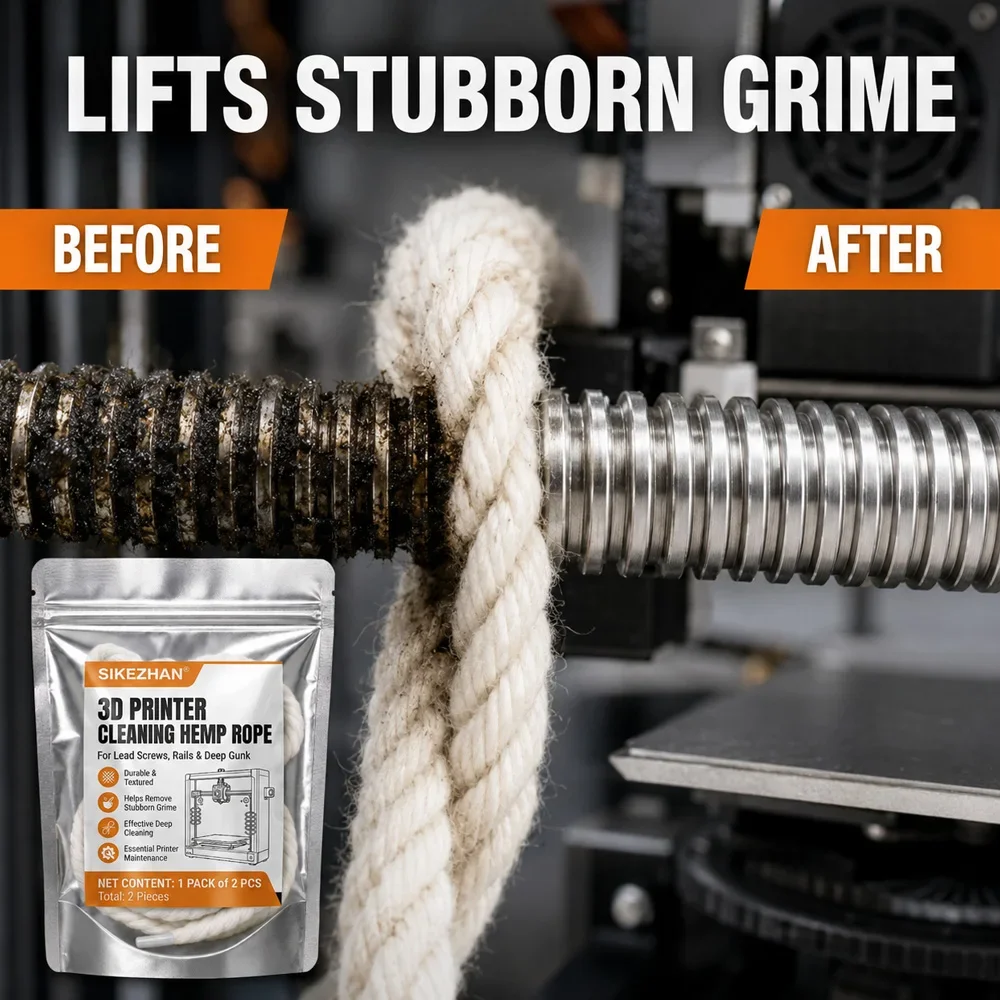 3D Printer Cleaning Hemp Rope Cleans Lead Screws Rails for Creality Anycubic Bambu Lab Printers Maintenance Care Equipment Tools
