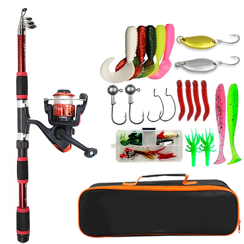 

Portable Mini Telescoping Fishing Pole With Gear Accessories Fishing Rod and Reel Combo Full Set Travel Kit For Outdoor