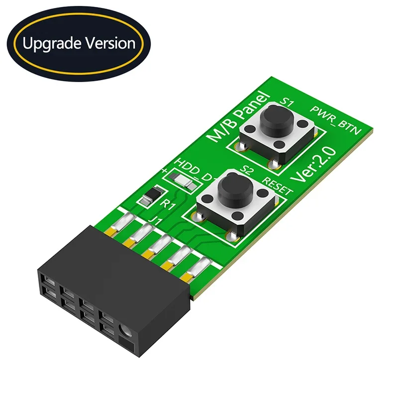 Power ON/OFF Button Switch Board Adapter + 2x5-Pin to Reset Button with HDD LED Indicator for WIN7/10/11 Linux OS for Desktop PC