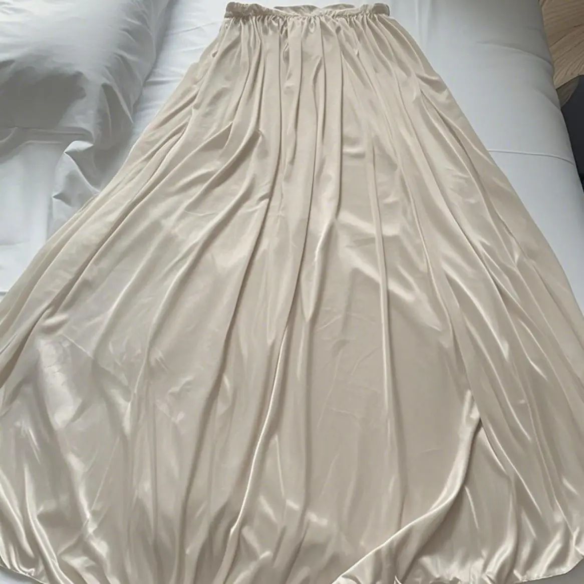 Length 90cm Satin Silk Sexy Women High Waist Maxi Skirt Loose Long Bottoms view 2