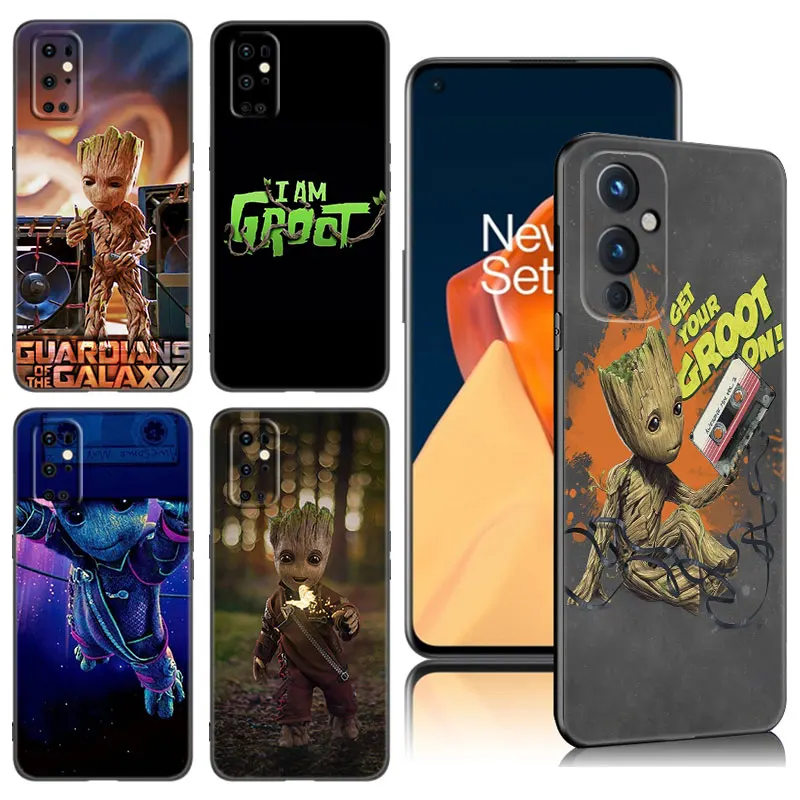 Marvel Groot Rocket Black Silicone Phone Case For OnePlus 9 10 11 12 ACE 2V Pro 9RT 10T 10R Nord CE 2 3 Lite N10 N20 N30 5G