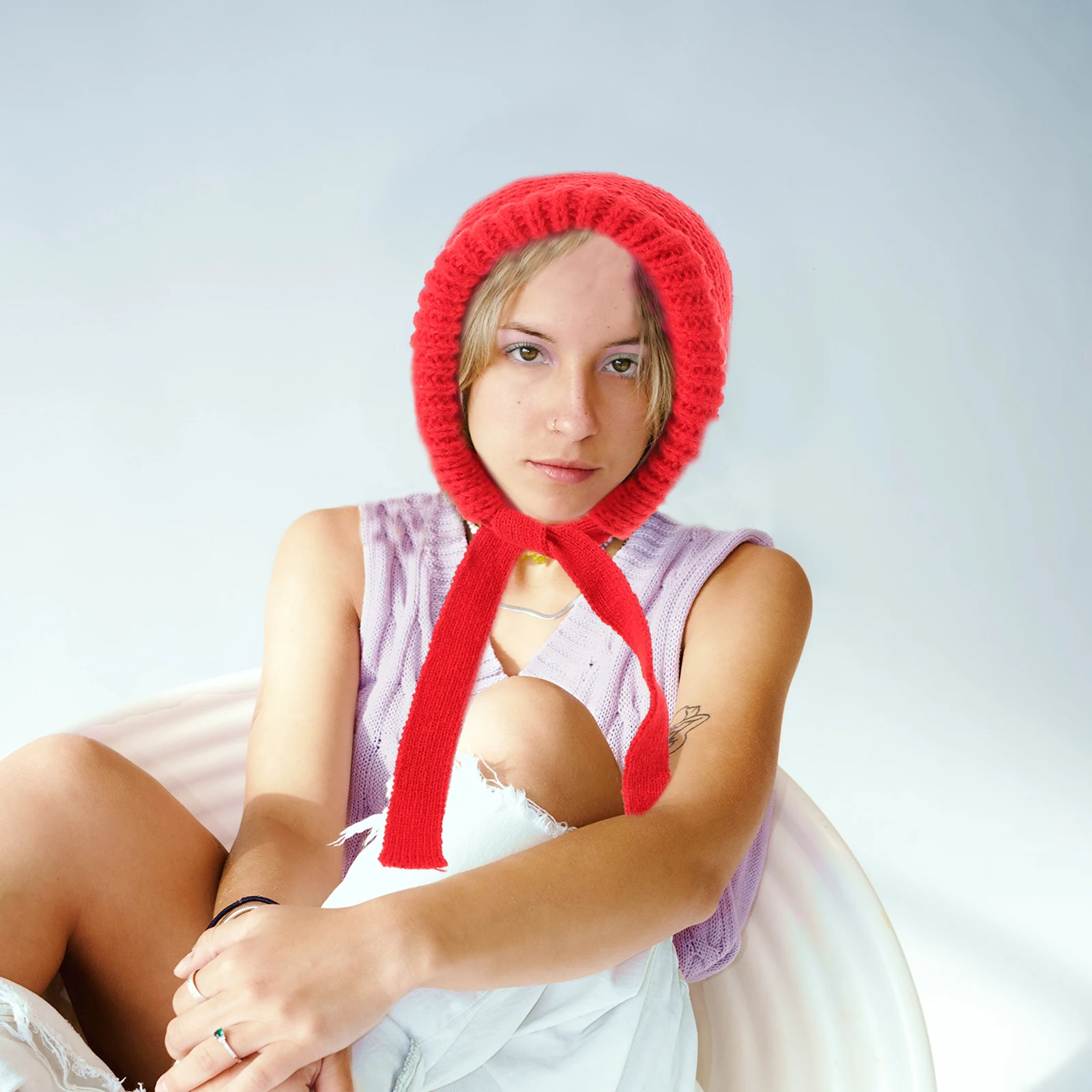 

Women Winter Beanie Lined Earflap Warm Knit Cap Soft Ski Hat Grunge Crochet Mushroom