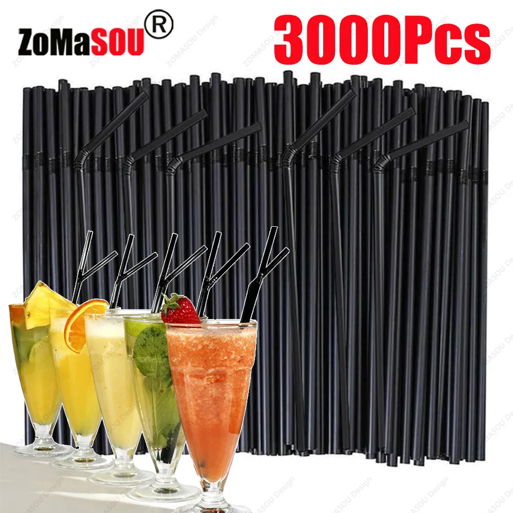 50-3000Pcs Black & Multicolor Drinking Straws Cola Cocktail Bar rietjes Party Wedding Kitchen Beverage Straw Kitchen Accessories