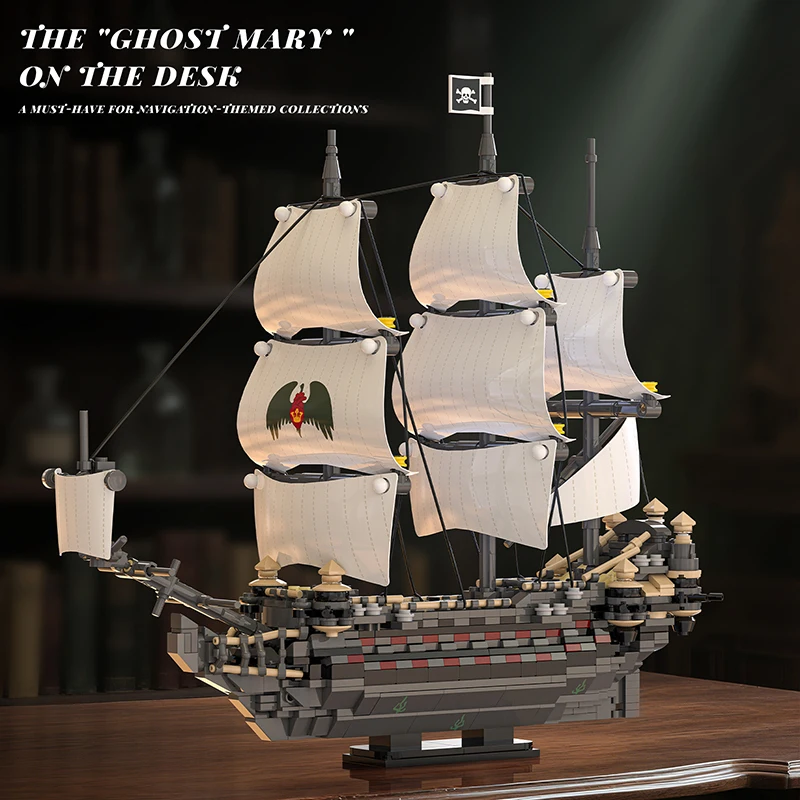 ตัวต่อเรือผีแมรี่ 1000+ ชิ้น ของเล่นแบบประกอบเองสำหรับเด็ก ของขวัญวันหยุด ชุดตัวต่อเรือ DIY ของตกแต่งบ้าน