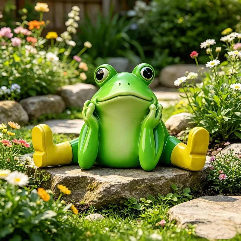 1-Piece Frog Ornament with Extendable Legs, Garden Decoration, Realistic Frog Figurine for Landscaping and Micro-Landscape Decoration