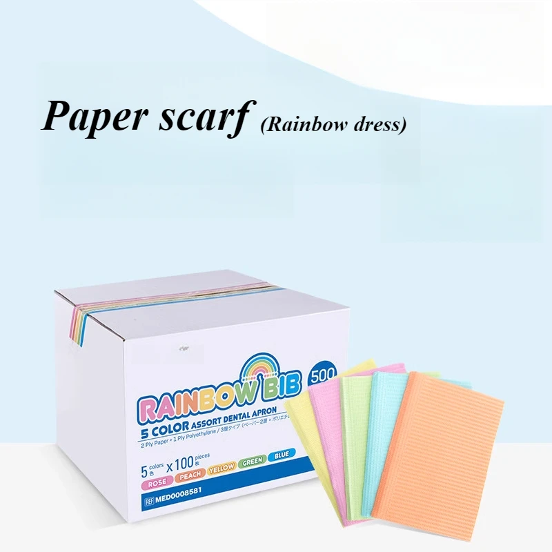 

Disposable Paper Scarf Dental Chest Scarf Bib Oral Products Disposable Towel Rainbow Scarf Dental Treatment Materials Consumable