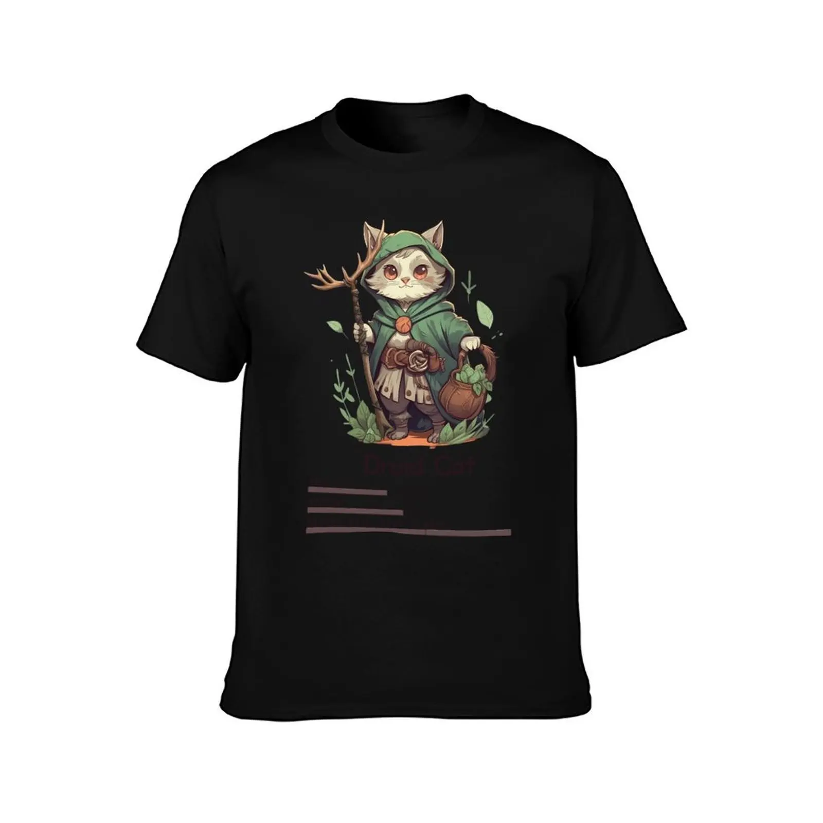 DnD RPG Druid Cat T-Shirt Labor Work Casual T-Shirt
