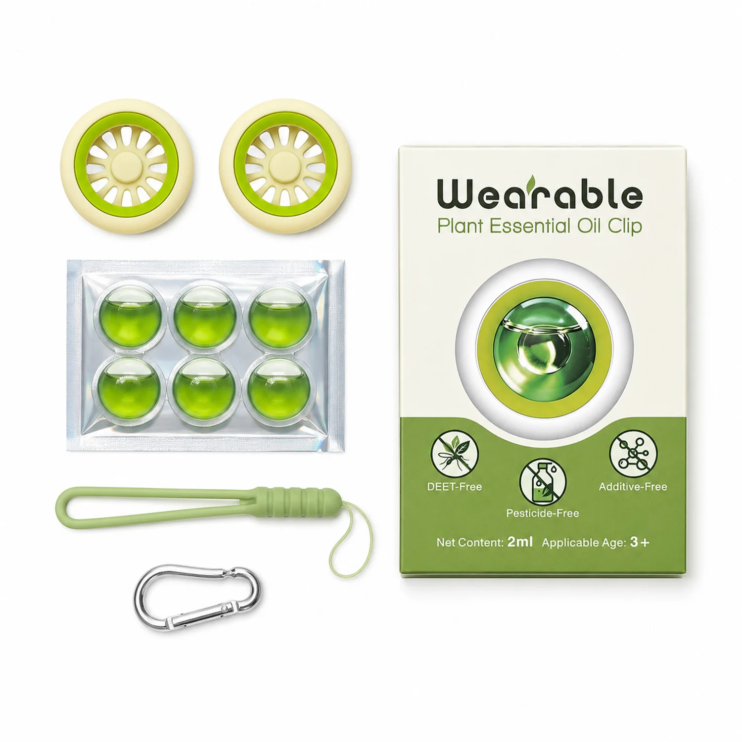 Clip anti-moustiques portable à l'huile essentielle de plantes naturelles, anti-moustiques, pour le 
