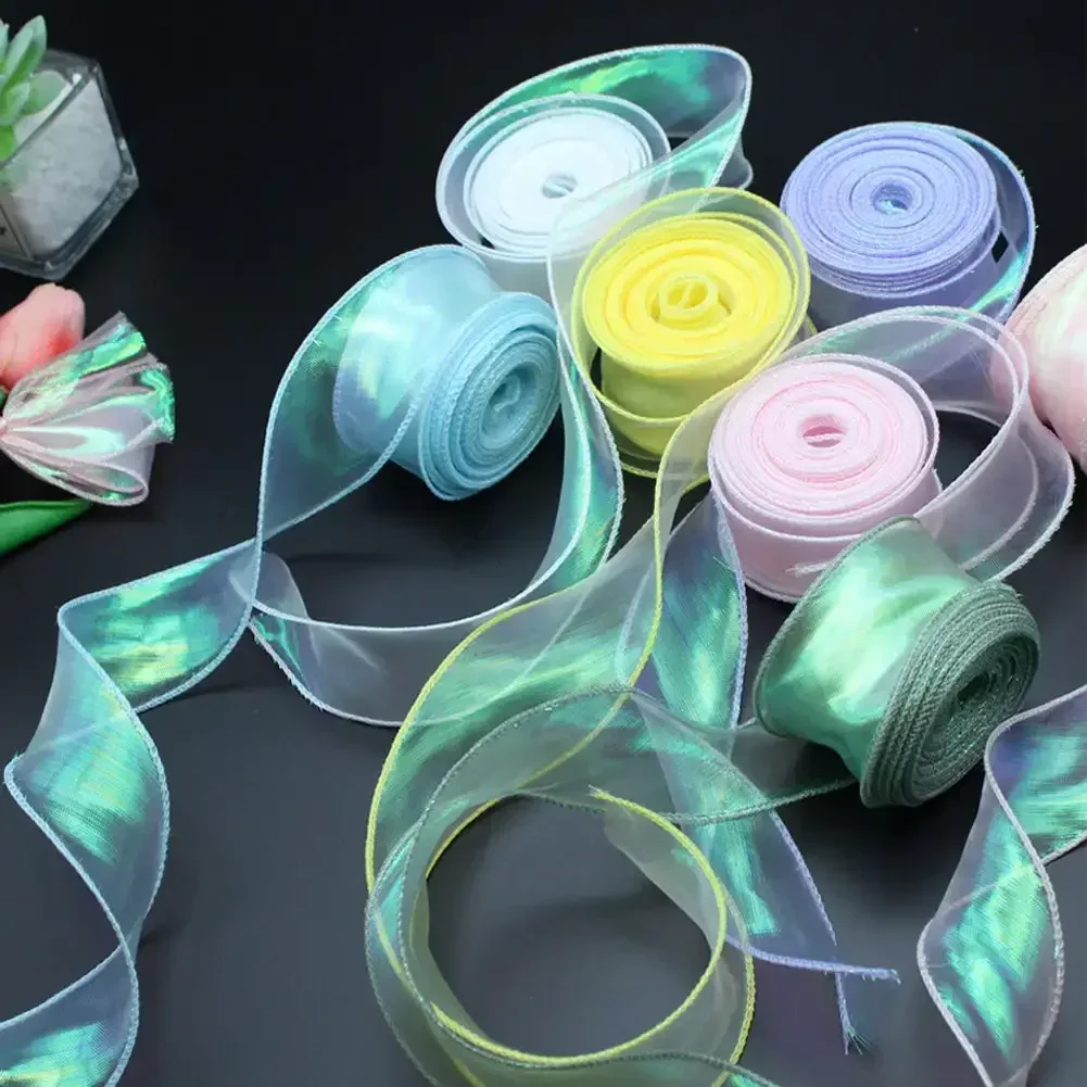 Cinta de Organza de hilo de cola de pez de 10M para manualidades, adorno para el pelo con lazo, ramo, envoltura de regalo, cintas de Organza de seda ondulada, tela de encaje