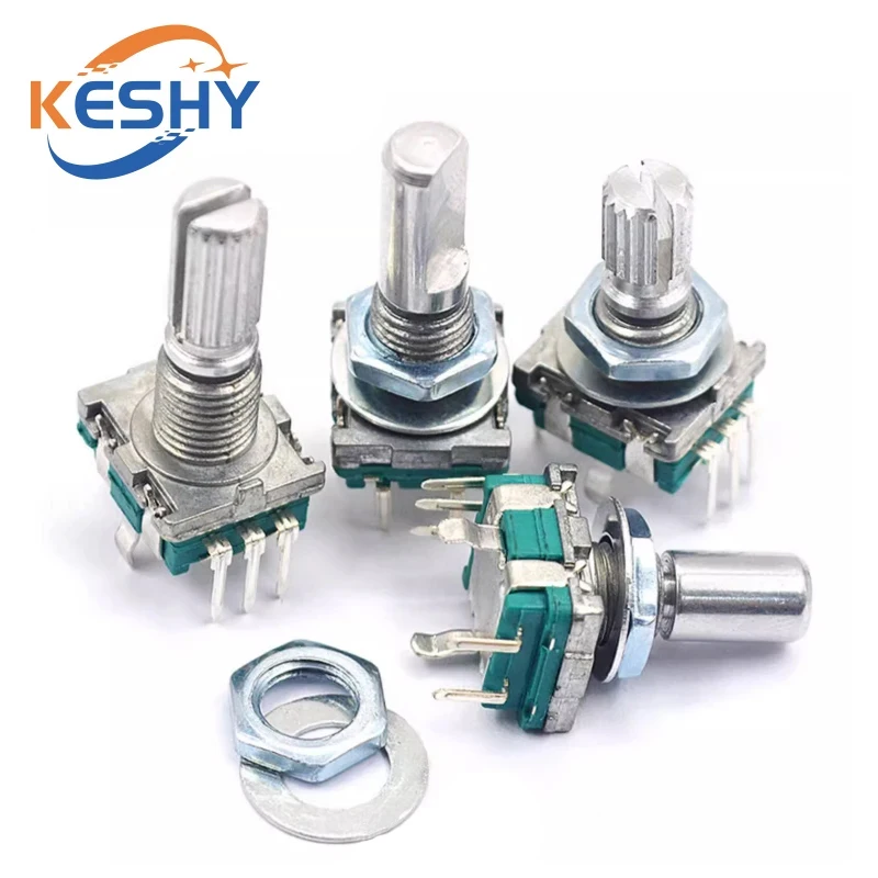 

1-10PCS 20 Position 360 Degree Rotary Encoder EC11 w Push Button 5Pin Handle Long 15/20MM With A Built In Push Button Switch