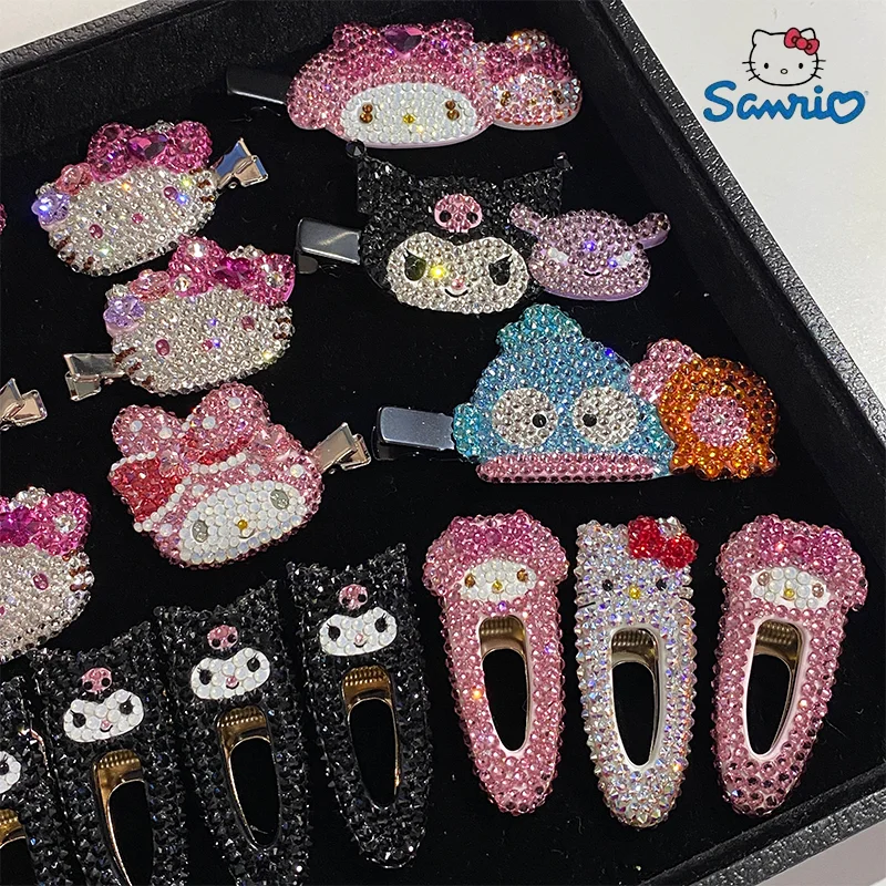 

Оригинальная заколка для волос Sanrio с рисунком Hello Kitty Cinnamoroll Kawaii Star со сверкающими бриллиантами