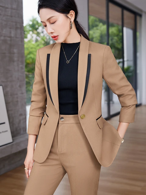 Khaki suit womens hotsell