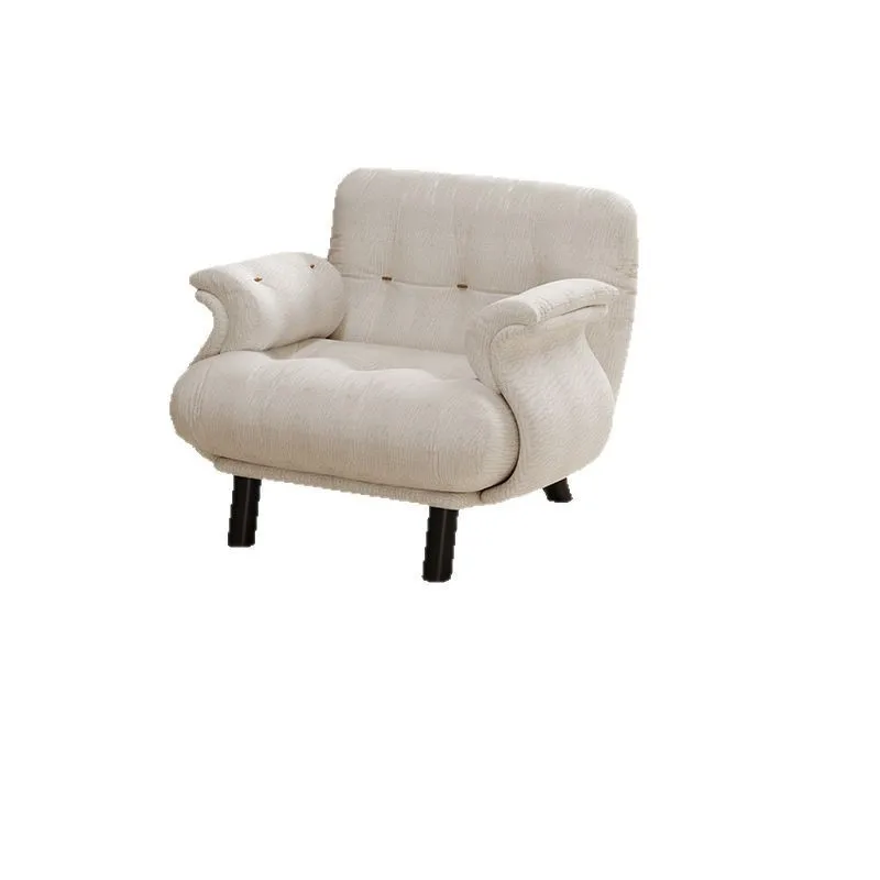 

Lazy straight sofa creative small apartment fabric leisure chair white medieval cream style bedroom single sofa
