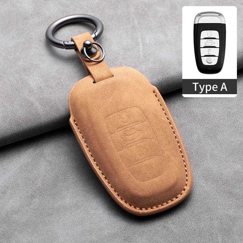 For Hongqi H5 H7 H9 HS5 HS7 EHS9 E-HS9 Leather Car Key Case Cover Keychain Keyring Car Key Protector Shell Car Fob Accessories - Image 4