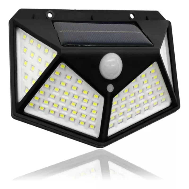 5 Parede Solar 100 Leds Luz Balizador Jardim Lumin Solar Lumin