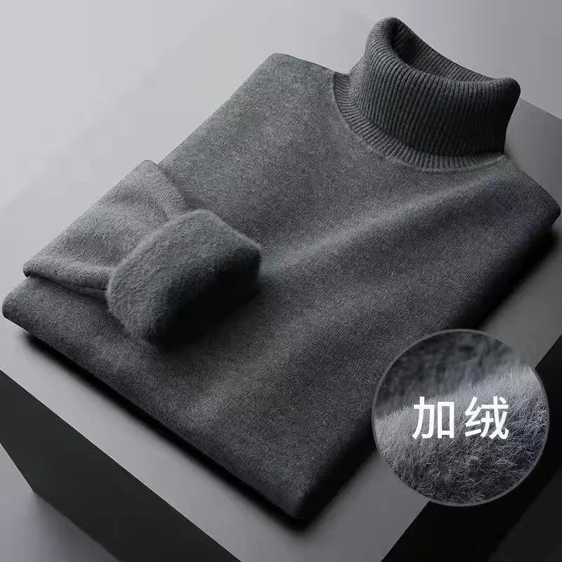 

New Men's Warm Turtleneck Sweater High Quality Fashion Casual Comfortable Pullover Tops Slim Thick Knitted Bottoming Sweater