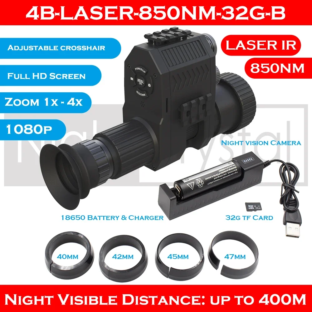 Megaorei NK007 Plus 4B Telescoop Zicht Verrekijker Monoculaire Add-on Jacht Nachtzicht Scope Camera Video 1080p HD 850NM 940NM