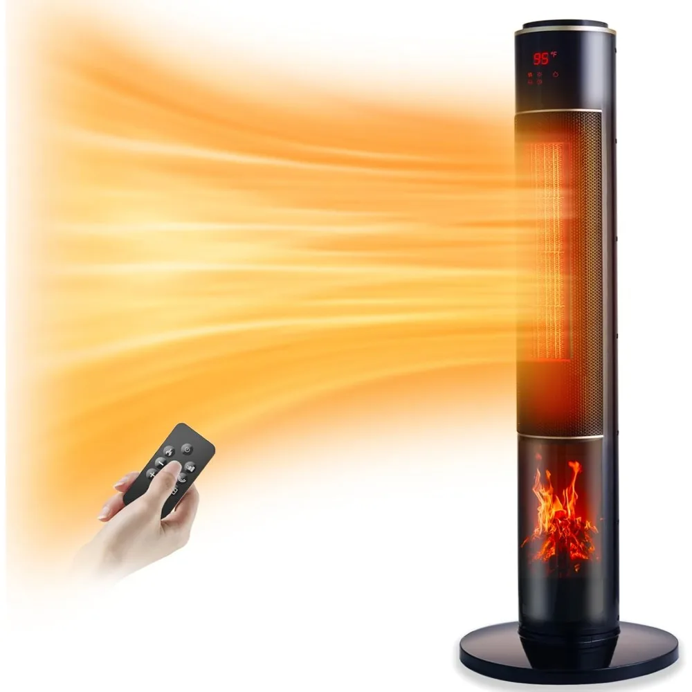 

Electric Space Heater for Large Room 37 Ceramic Tower Space Heater with 3D Flame for Room Heating, Oscillating, Remote Control