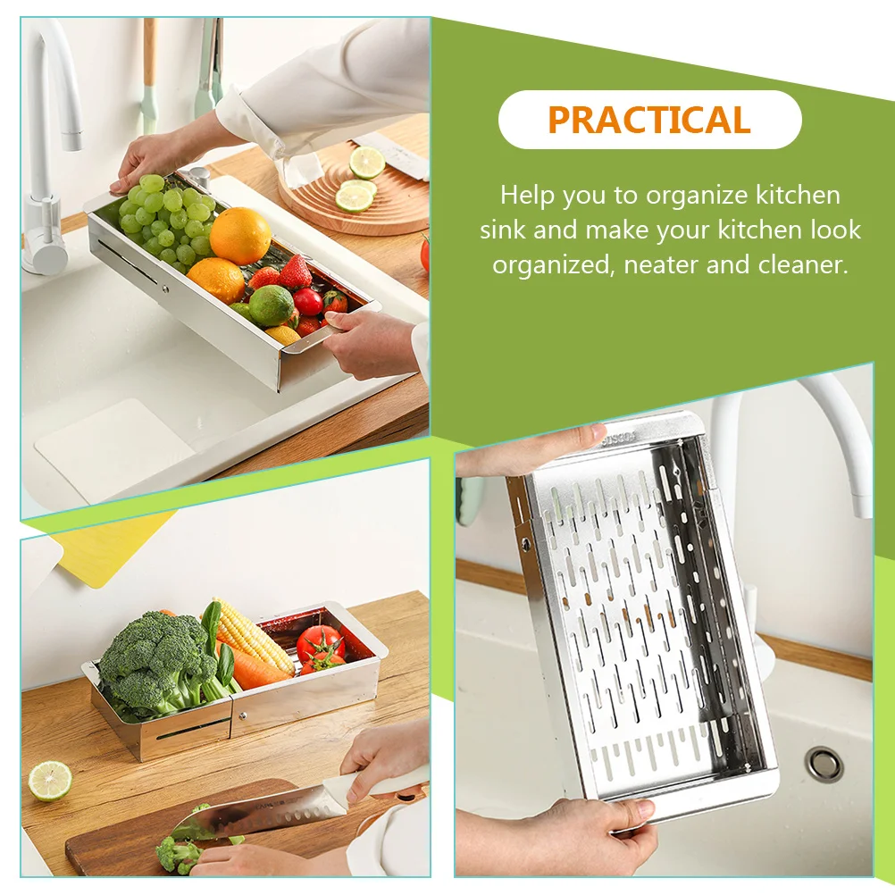 

Stainless Steel Expandable Over Dish Drying Rack Kitchen Organizer Silver Telescopic Dish Rack For Bowls Plates Kitchen