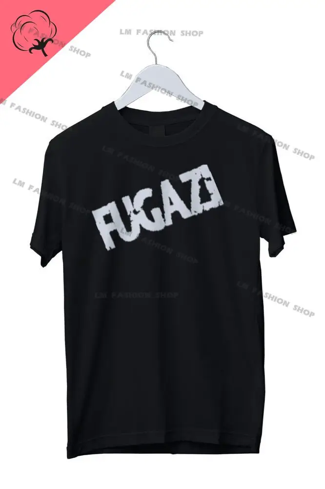 FUGAZI Men's Black Large Graphic TShirts Men's Clothing Short Sleeve Tops Cotton Tees Women's Printed T-Shirt