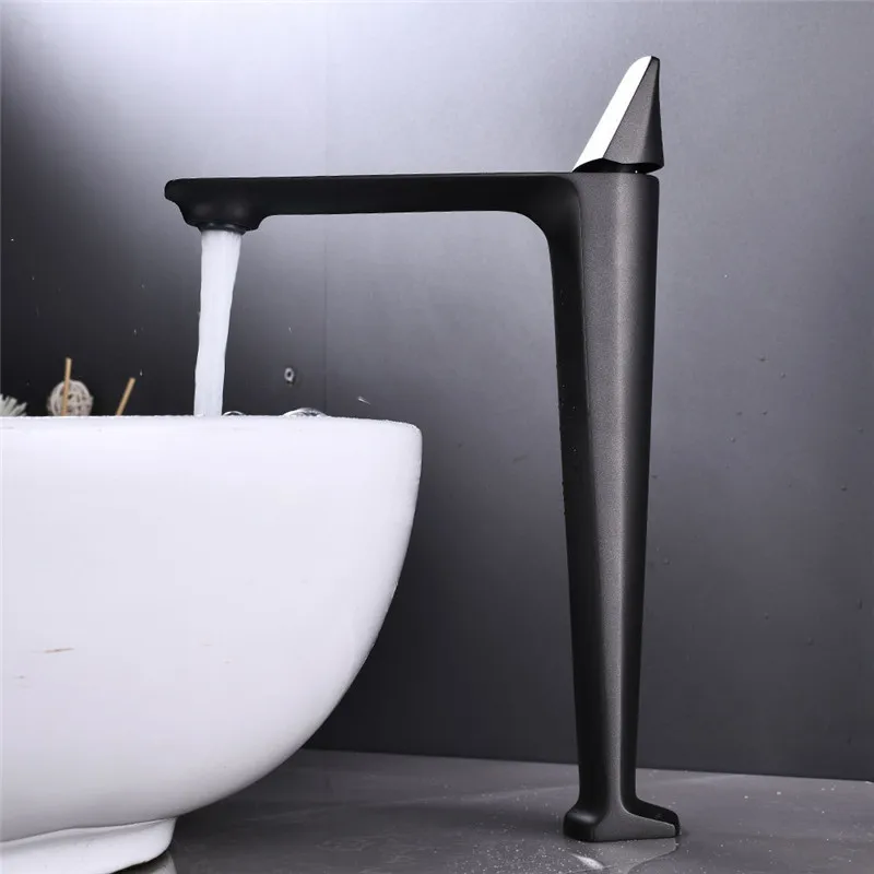 

Basin Faucets Black Brass Faucet Hot and Cold Bathroom Sink Faucet Deck Mounted Toilet Nickel/Grey Color Mixer Water Tap