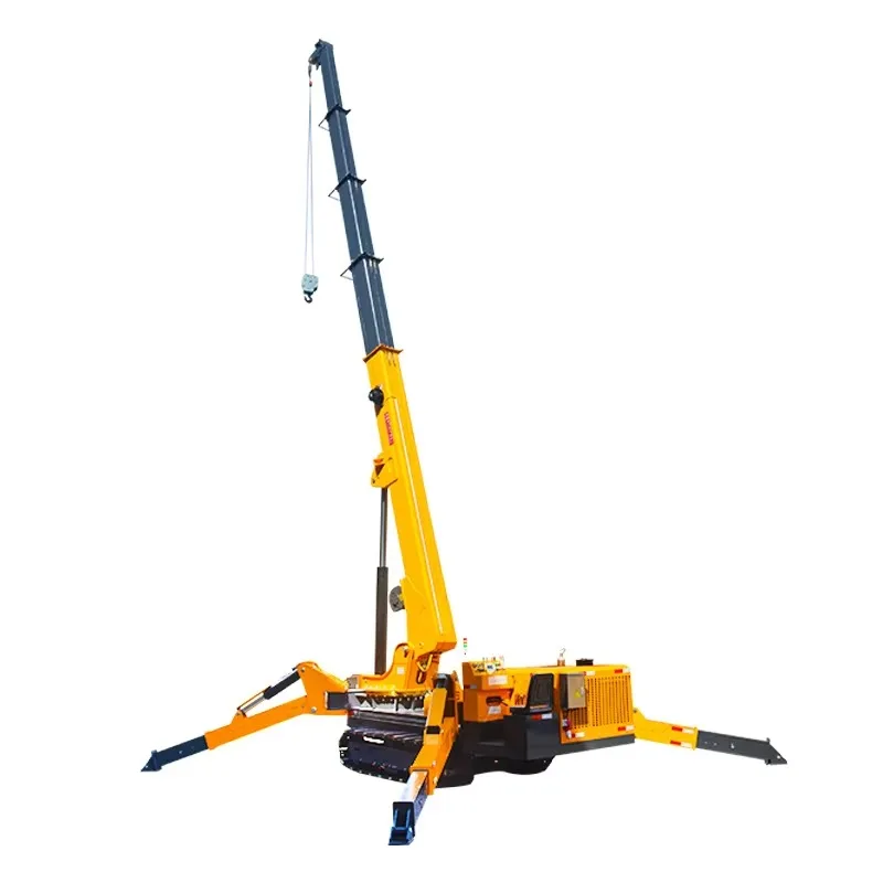 Electric Mini Crawler Crane Spider Crane 8 Ton Telescopic Boom Fly Jib for Warehouse Material Loading Unloading Work Use