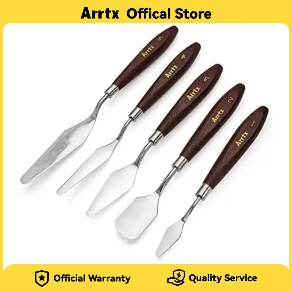 Arrtx 5 Pieces Painting Knives Stainless Steel Spatula Palette Knife Oil Painting Accessories Color Mixing Set for Acrylic Paint