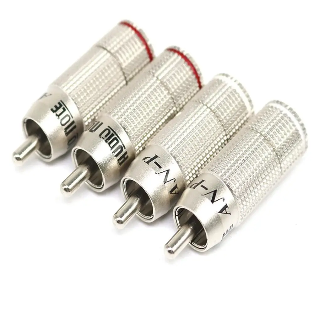 New Design Hi-End HIFI DIY OEM 9mm Rhodium Plated Copper Male Audio Signal Cable Wire RCA Plug Connector