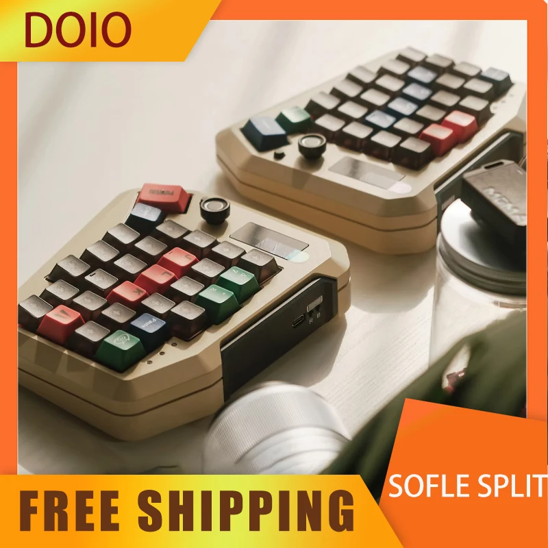 Doio Sofle Split Keyboard Kit Aluminium Alloy With Two Knobs Dual Mode Gaming Mechanical Keyboard Kit Rgb Hot Swap Via Gasket