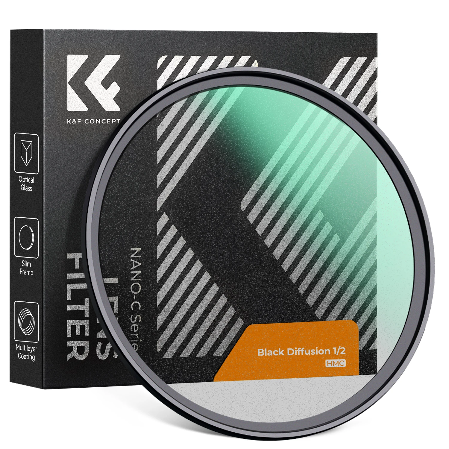 K&F Concept 1/4 1/8 Black Mist Diffusion Lens Filter 49mm 55mm 58mm 62mm 67mm 72mm 77mm 82mm For Video/Vlog/Portrait Photography