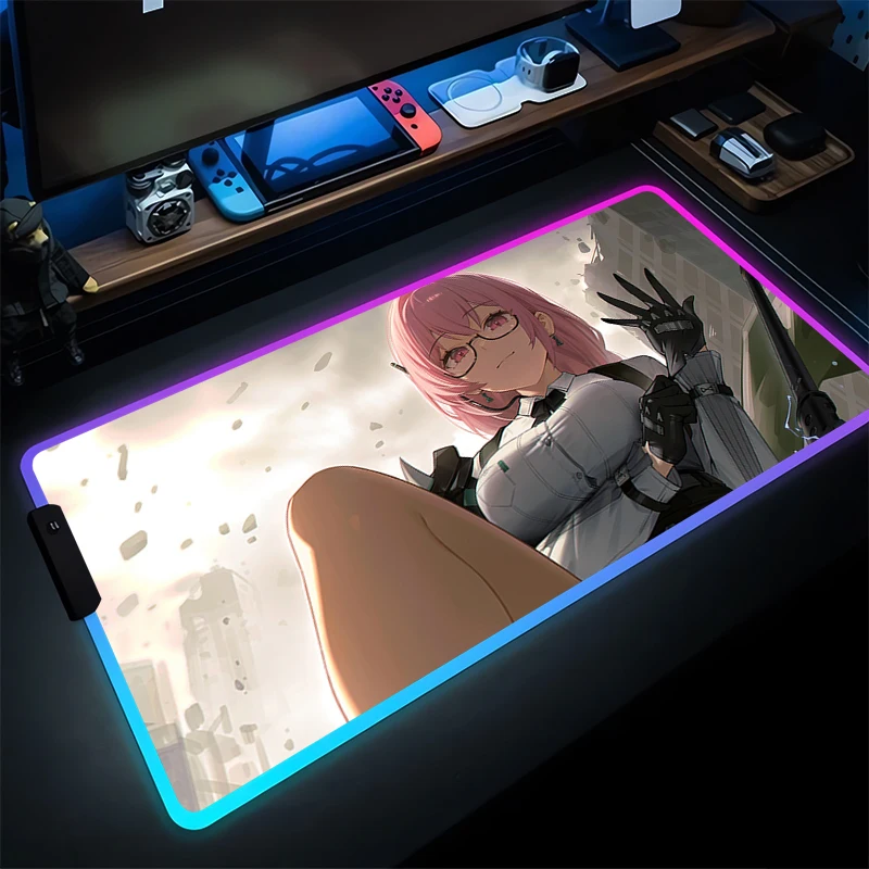 LED-muismat Rubber Tsukishiro Yanagi Gamer Bureaumat RGB Computer Zenless Zone Zero Toetsenbord Pad Gaming Accessoires Muismat