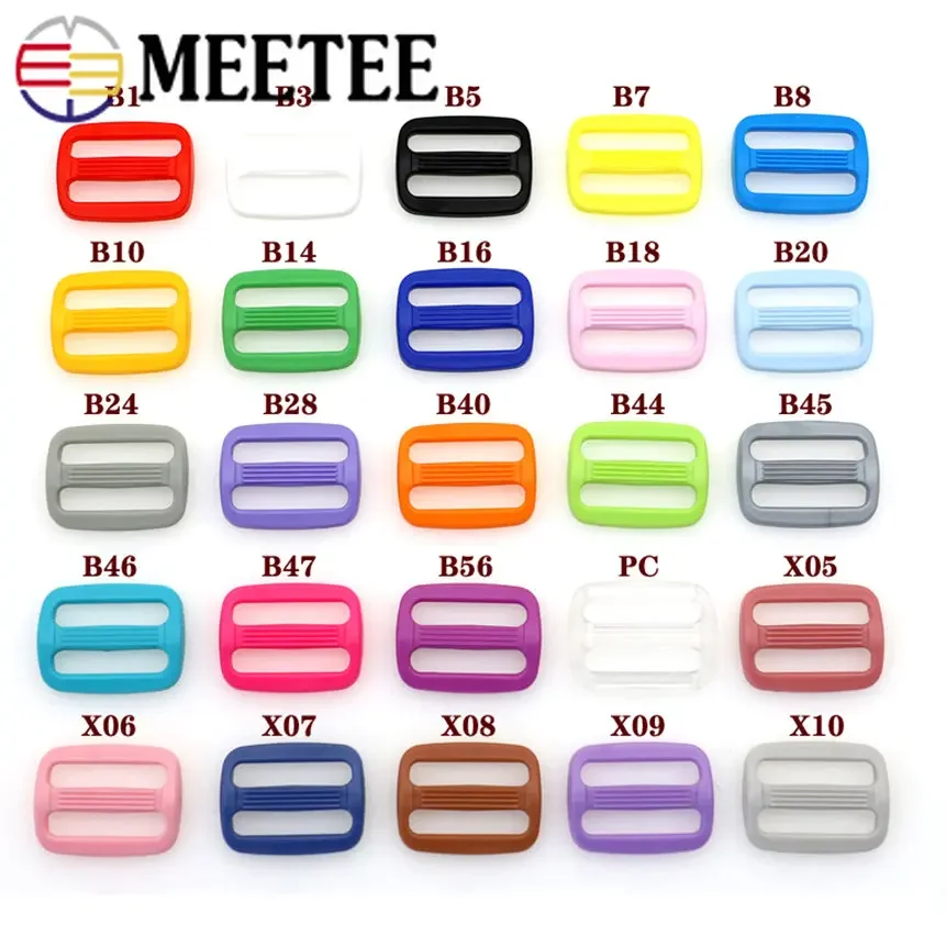 50/100Pcs 15-25mm Color Plastic Tri-Glide Buckles Pet Dog Collar Adjustable Slider Hooks Backpack Luggage DIY Craft Accessories