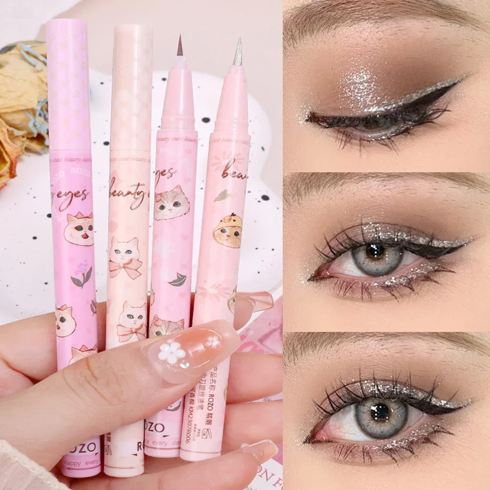 Matita Eyeliner liquido Glitter diamante ultrasottile Eyeliner impermeabile ad asciugatura rapida penna per ciglia inferiore a lunga durata occhi trucco cosmetico