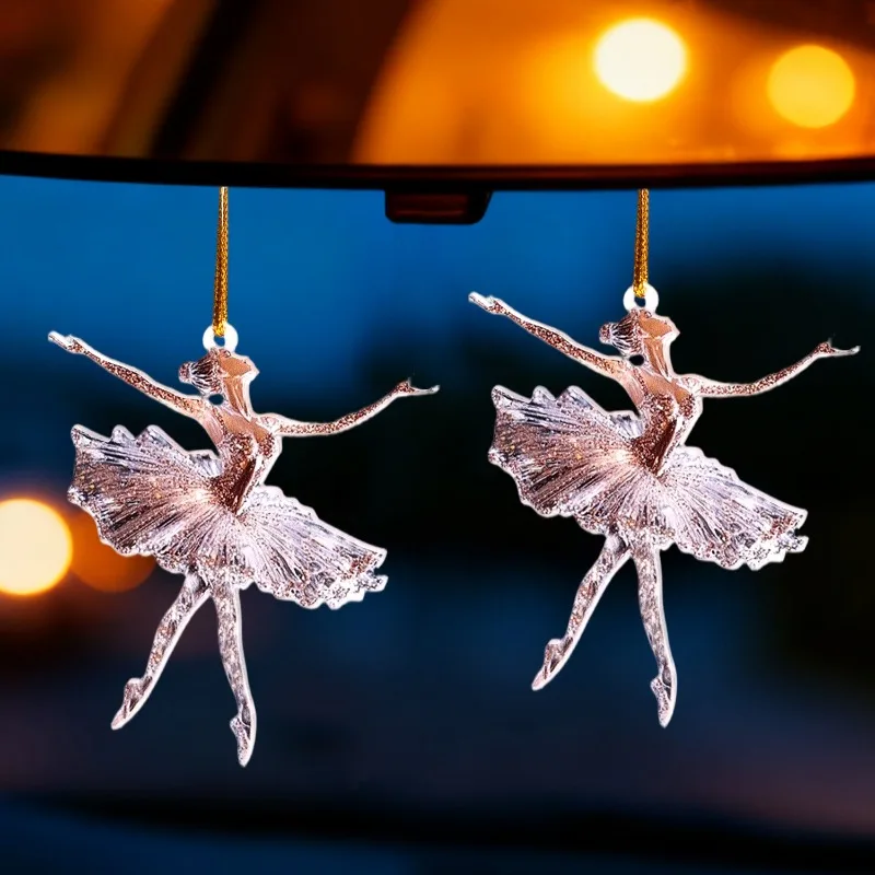 Sparkling Ballerina Christmas Ornament Acrylic Ballerina Dance Ornaments Crystal Ballet Pendant Car Interior Pendants Decoration