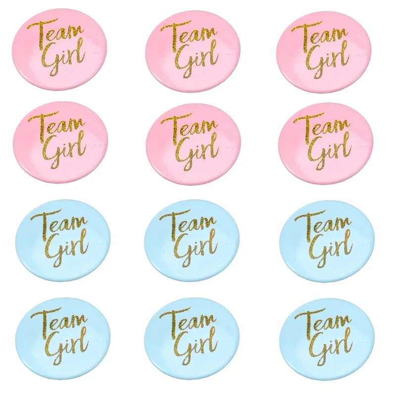 

G6KF 12/24pcs Baby Gender Discovery Buttons Pin Practical Mom and Dad Become Gender Discovery Party Badges Set in Tinplate