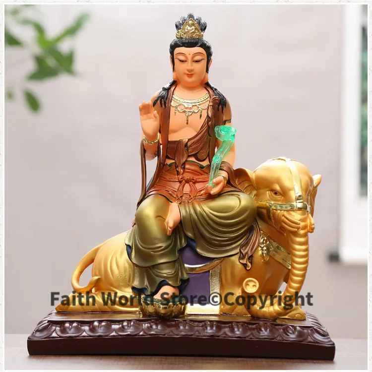 

30cm large HOME Shrine efficacious protection Southeast Asia Gold plating Elephant god Samantabhadra buddha FENG SHUI statue