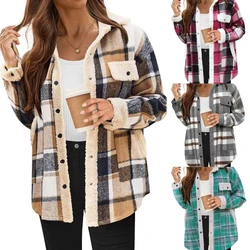 Coat Women Coats Turn Down Collar Full Sleeve Jackets Single Breasted Plaid Jacket Spring Thick Open Stitch Autumn Winter Jacket
