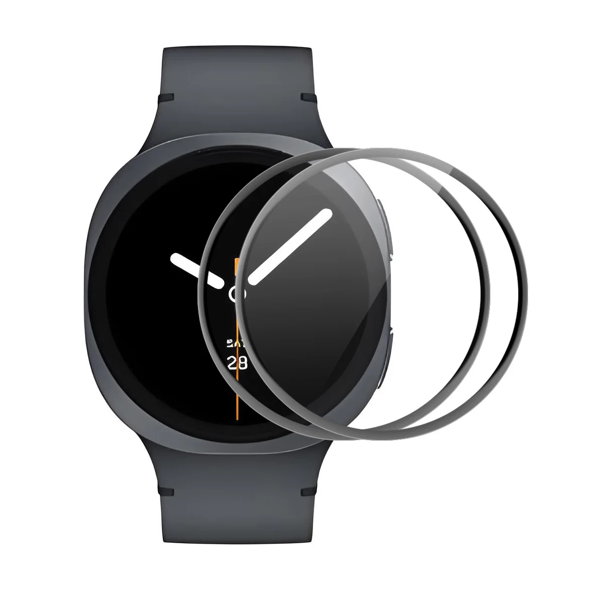 

Для Samsung Galaxy Watch8 44 мм, 2 шт., защитная пленка для экрана, 3D изогнутый ПК + ультра прозрачная пленка из ПММА - черный