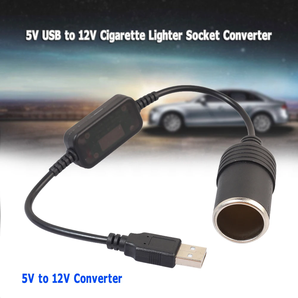 Equipamento conversor USB soquete de isqueiro, Conversor de carro, 5V macho para isqueiro, Auto Acessórios Interiores