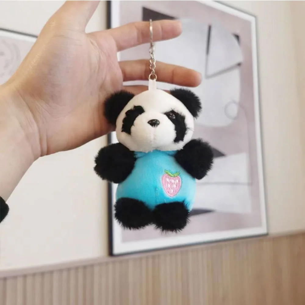 Short Pile Tourist Souvenirs Cute Plush Doll Backpack Bag Key Chain Car Pendant Panda Key Ring Chinese Style Trinkets