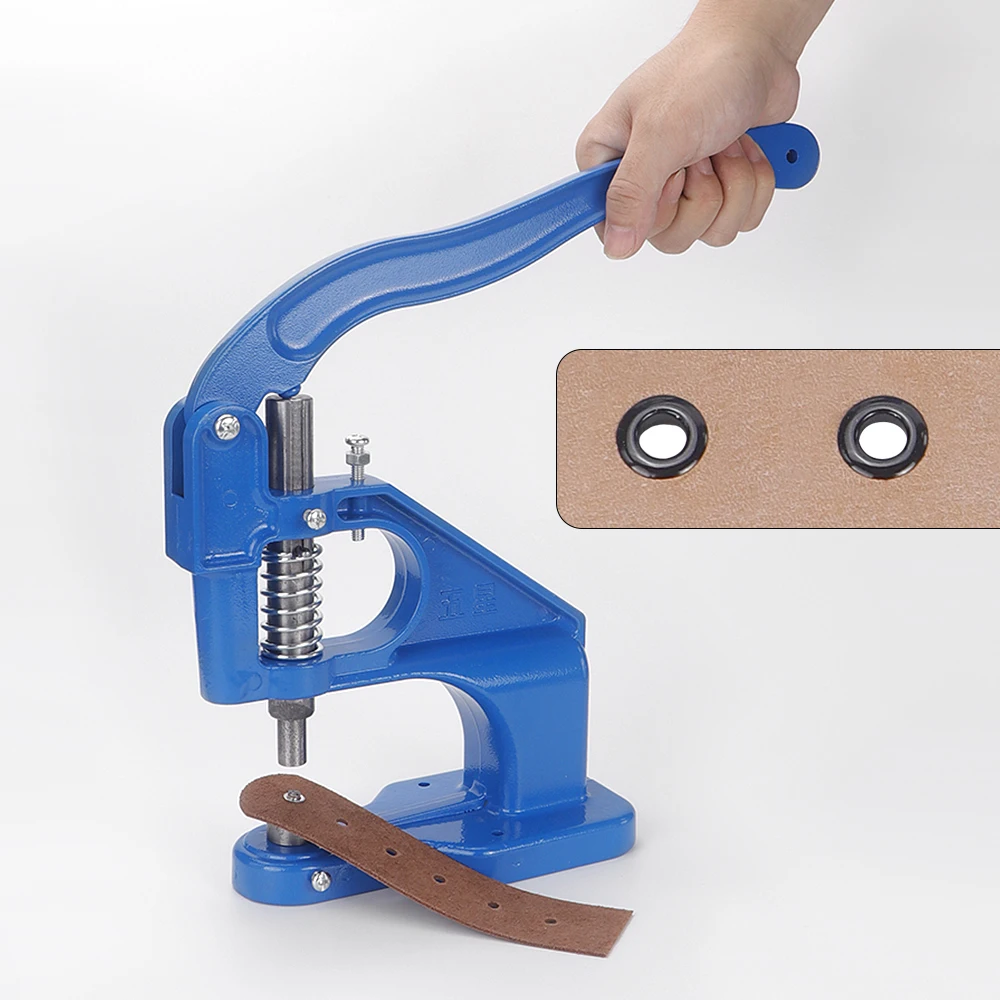 1Set Manual Aluminum Hand Press Machine Set with Double Cap Rivet Dies - DIY Leather Craft Supplies with Hole Punch Eyelet Tools