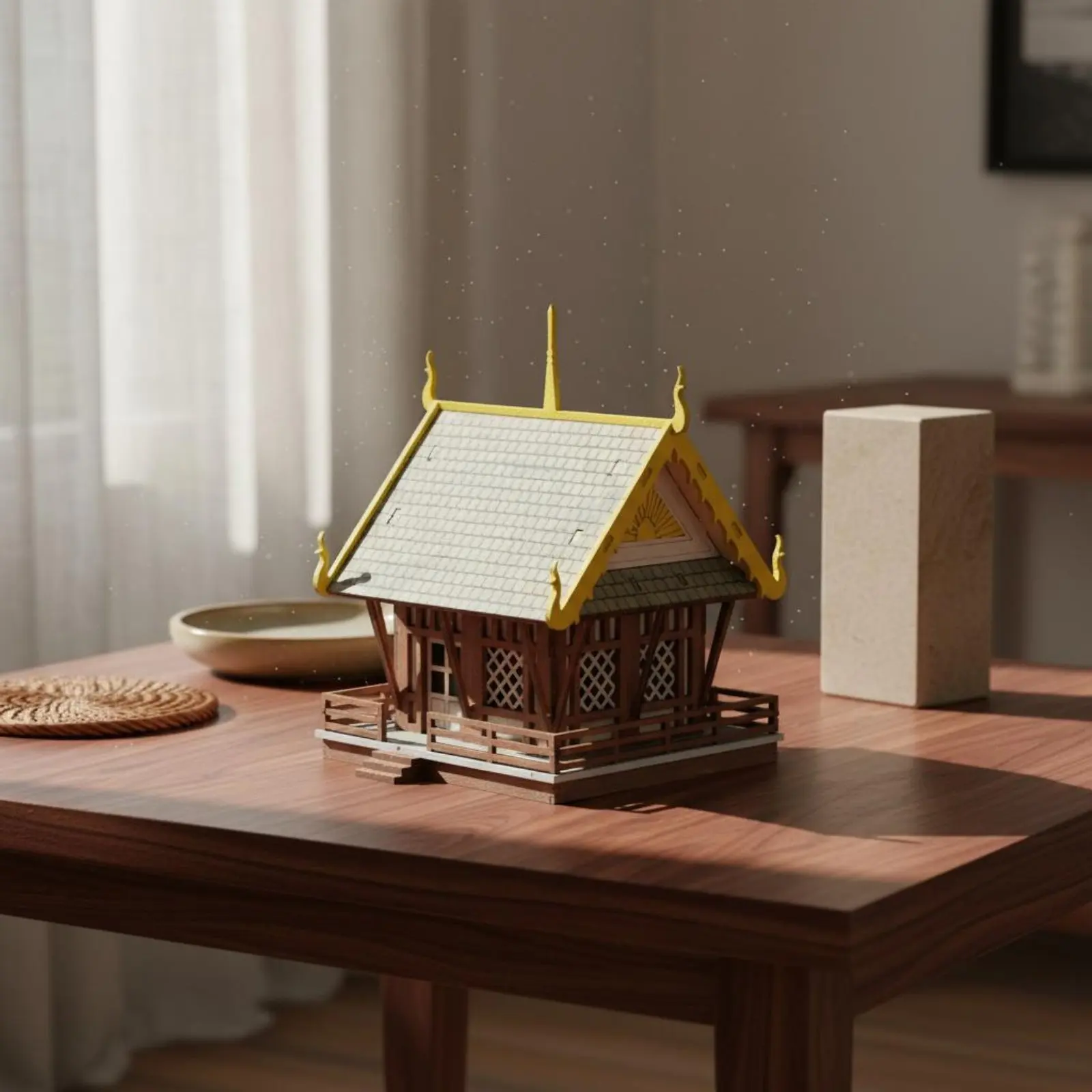 Southeast Asian Temple Model Paintable 1:72 Scale Building Kit DIY Wooden Temple Kit Innovative Design for Miniature Scene