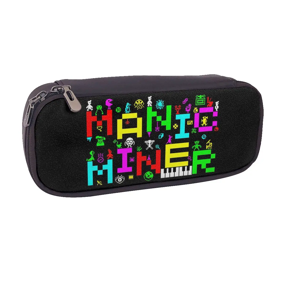 Estuche para lápices de cuero Manic Miner ZX Spectrum para estudiantes, caja para bolígrafos escolares, bolsa para lápices, suministros de papelería, bolsa porta bolígrafos