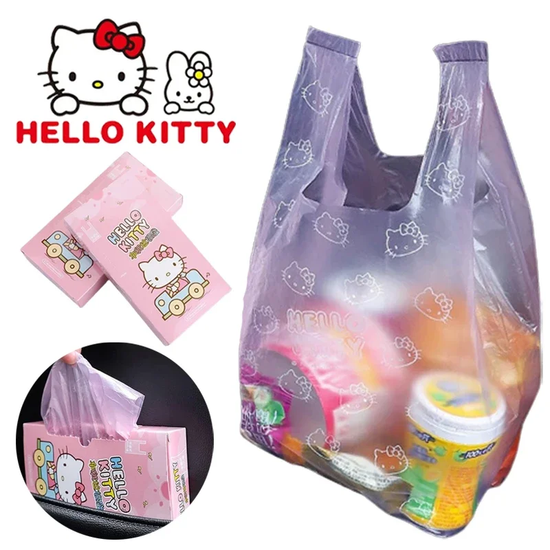 Hello Kitty Samochodowy worek na śmieci Plastikowa torba na śmieci do domu Wielokrotnego użytku Uroczy nadruk kreskówkowy Torba na zakupy w