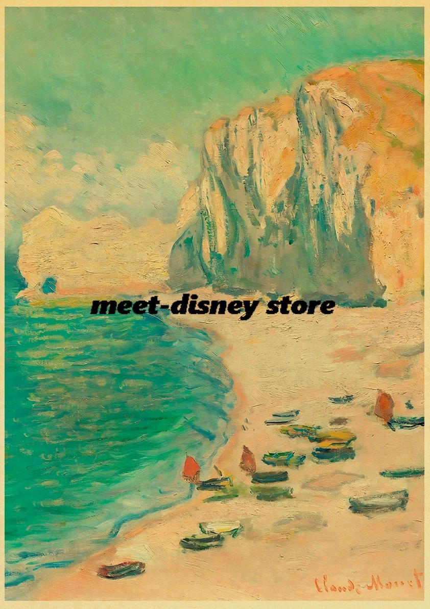 Monet Abstract Landscape Print Painting Nostalgia Kraft Paper Print Wall Art Picture Skateboard Living Room Bedroom Decor Gift