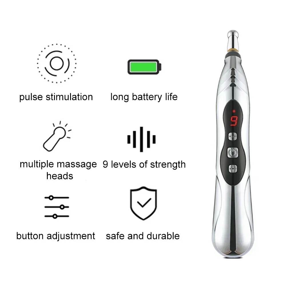 Pluma de masaje, pluma de acupuntura electrónica, masajeador corporal meridiano láser, Estimulador de pulso Tens, electrodoméstico, relajación muscular, salud, Usb