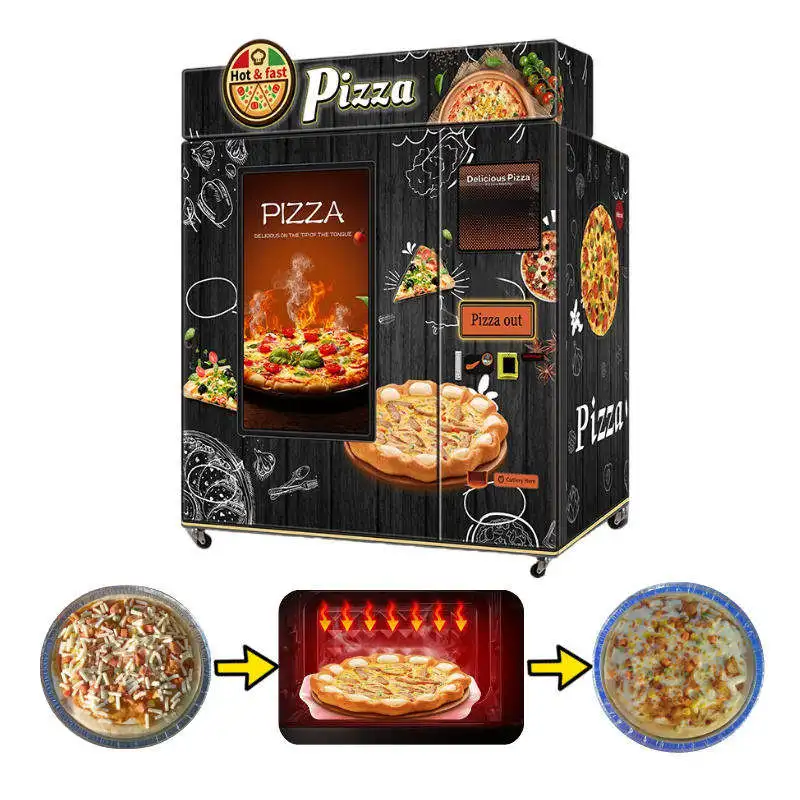 Máquina automática comercial de venda de pizzas com tela sensível ao toque para shoppings, quiosque inteligente de alimentos, fabricante.
