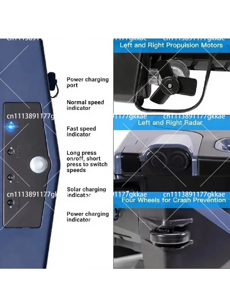 Large Solar Pool Cleaner Robot with Remote & APP Control, Pool Skimmer with Dual Charging Modes, Automatic Pool Cleaner